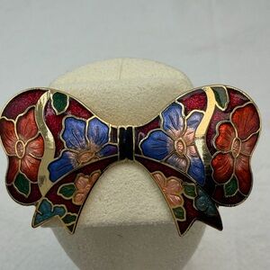 Vintage Ribbon Cloisonné Brooch